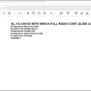 Tadano Crane SL-15-2-00103 WITH WINCH,FULL RADIO CONT.,SLIDE CARRIER Spare Parts Catalog Manual - PDF DOWNLOAD