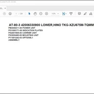 Tadano CraneAT-80-3 42006330900 LOWER,HINO TKG-XZU675M-TQMMC3 Spare Parts Catalog Manual -PDF DOWNLOAD