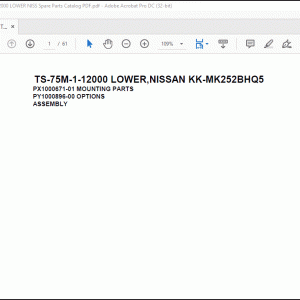 Tadano Telescopic Truck Crane TS-75M-1-12000 LOWER NISSAN KK-MK252BHQ5 Spare Parts Catalog Manual - PDF DOWNLOAD