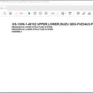 Tadano Truck Crane GS-130N-1-40102 UPPER LOWER ISUZU QDG-FVZ34U2-PDYC-M Spare Parts Catalog Manual - PDF DOWNLOAD