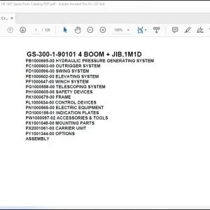 Tadano Truck Crane GS-300-1-90101 4 BOOM + JIB 1M1D Spare Parts Catalog Manual - PDF DOWNLOAD