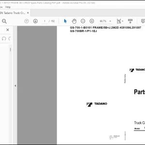 Tadano Truck Crane GS-700-1-B0101 FRAME5B+J 2M2D 291096 291097 GS-700BR-1P1-1EJ Spare Parts Catalog Manual