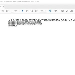  Tadano Truck Crane GS-130N-1-40213 UPPER,LOWER,ISUZU 2KG-CYZ77CJ-QX-M Spare Parts Catalog Manual  - PDF DOWNLOAD