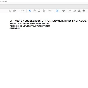 Tadano crane AT-100-5 42063533006 UPPER,LOWER,HINO TKG-XZU675M-TQMQC3 Spare Parts Catalog Manual - PDF DOWNLOAD