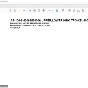 Tadano crane AT-100-5 42063534006 UPPER,LOWER,HINO TPG-XZU600X-TYTMC6 Spare Parts Catalog Manual -  PDF DOWNLOAD