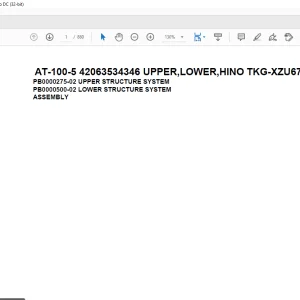 Tadano crane AT-100-5 42063534346 UPPER,LOWER,HINO TKG-XZU675M-TQMQC3 Spare Parts Catalog Manual - PDF DOWNLOAD