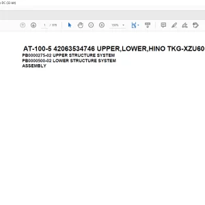 Tadano crane AT-100-5 42063534746 UPPER,LOWER,HINO TKG-XZU600X-TYMMC6 Spare Parts Catalog Manual - PDF DOWNLOAD