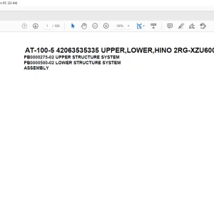 Tadano crane AT-100-5 42063535335 UPPER LOWER HINO 2RG-XZU600X-TYTMX6 Spare Parts Catalog Manual - PDF DOWNLOAD
