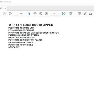 Tadano crane AT-141-1 42043100019 UPPER Spare Parts Catalog Manual - PDF DOWNLOAD