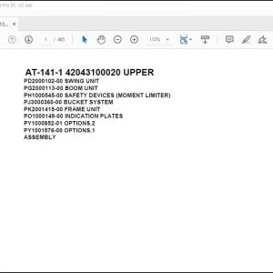 Tadano crane AT 141 1 42043100020 UPPER Spare Parts Catalog Manual -  PDF DOWNLOAD