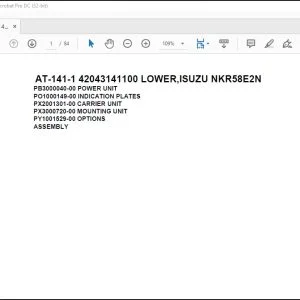Tadano crane AT-141-1 42043141100 LOWER ISUZU NKR58E2N Spare Parts Catalog Manual - PDF DOWNLOAD