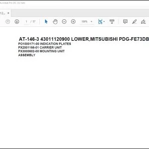 Tadano CraneAT-146-3 43011120900 LOWER MITSUBISHI PDG-FE73DBY 6KA4 Spare Parts Manual - PDF DOWNLOAD