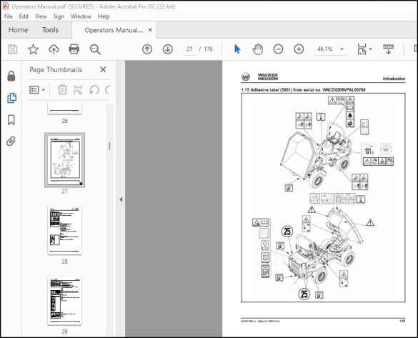 Wacker Neuson 5001 & 6001 Dumper Operator's Manual 1000190334 - PDF ...