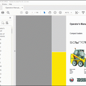 Wacker Neuson 501S 701S 701SP Compact Loaders Operator's Manual - PDF DOWNLOAD