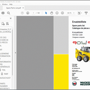Wacker Neuson 901s/901sp Skid Steer Loader Spare parts list Manual - PDF DOWNLOAD