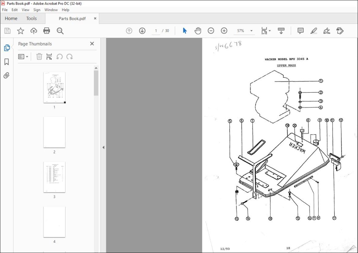 Wacker Neuson BPU 3345A Reversible Plates Parts Book Manual - PDF ...