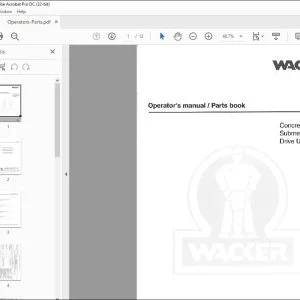 Wacker Neuson Concrete Vibrators Submersible Pump Drive Units Operator’s & Parts Book Manual - PDF DOWNLOAD