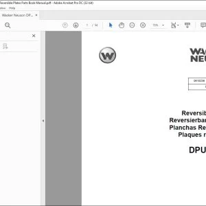 Wacker Neuson DPU 7060F Reversible Plates Parts Book Manual - PDF DOWNLOAD