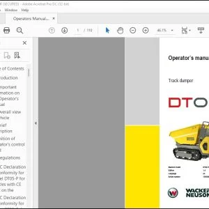 Wacker Neuson DT05 Track Dumper Operator's Manual - PDF DOWNLOAD