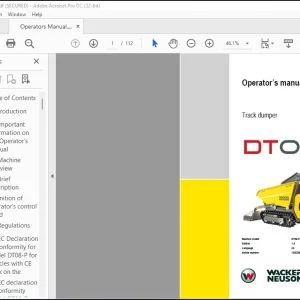 Wacker Neuson DT08 Track Dumper Operator's Manual - PDF DOWNLOAD