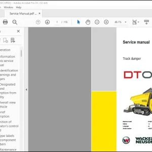 Wacker Neuson DT08 Track Dumper Service Manual - PDF DOWNLOAD