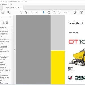 Wacker Neuson DT10 Track Dumper Service Manual - PDF DOWNLOAD