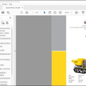 Wacker Neuson DT15 Track Dumper Spare Parts list Manual - PDF DOWNLOAD