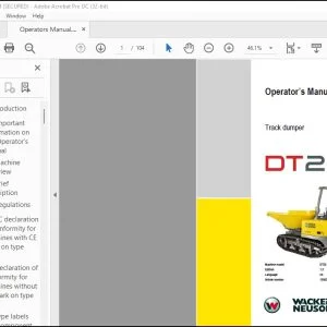 Wacker Neuson DT25 Track Dumper Operator's Manual - PDF DOWNLOAD