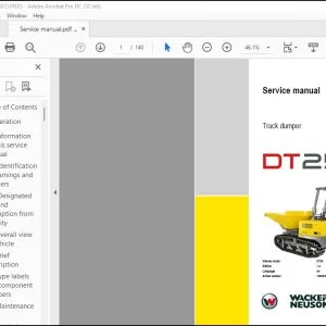 Wacker Neuson DT25 Track Dumper Service Manual - PDF DOWNLOAD
