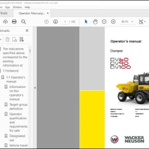 Wacker Neuson DV60 DV90 DV100 Dumper Operator's Manual 1000409070 - PDF DOWNLOAD