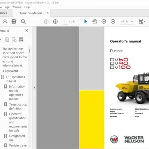 Wacker Neuson DV60 DV90 DV100 Dumper Operator’s Manual - PDF DOWNLOAD