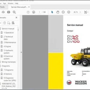 Wacker Neuson DV60 DV90 DV100 Dumper Service Manual 1000408160 - PDF DOWNLOAD