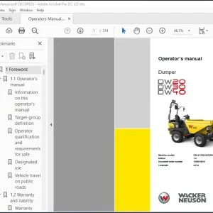 Wacker Neuson DW20 DW30 DW40 Dumper Operator's Manual - PDF DOWNLOAD