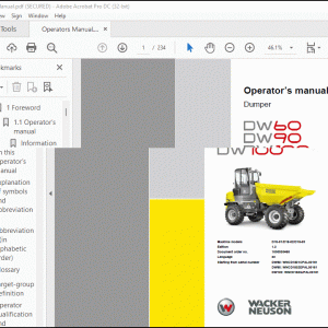 Wacker Neuson DW60 DW90 DW100 Dumper Operator's Manual - PDF DOWNLOAD