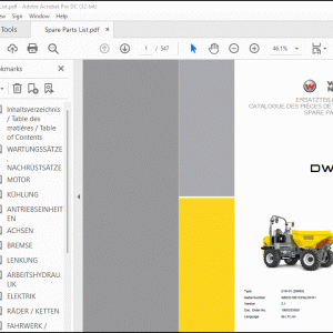 Wacker Neuson DW60 Dumper Spare Parts List Manual - PDF DOWNLOAD