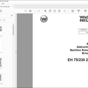 Wacker Neuson EH 75 230 28x160 Breakers Parts Book Manual - PDF DOWNLOAD