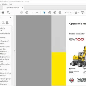 Wacker Neuson EW100 Mobile Excavator Operator's Manual - PDF DOWNLOAD