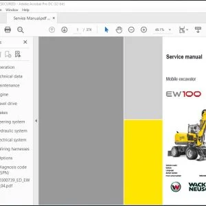 Wacker Neuson EW100 Mobile Excavator Service Manual - PDF DOWNLOAD