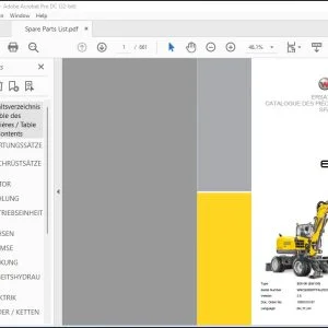 Wacker Neuson EW100 Mobile Excavator Spare Parts List Manual - PDF DOWNLOAD
