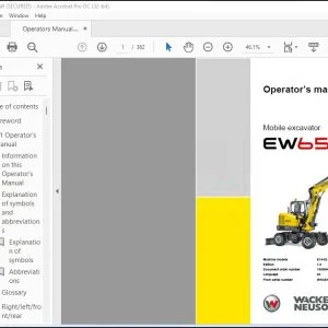 Wacker Neuson EW65 Mobile Excavator Operator's Manual - PDF DOWNLOAD