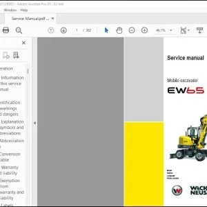 Wacker Neuson EW65 Mobile Excavator Service Manual - PDF DOWNLOAD