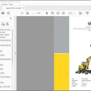 Wacker Neuson EW65 Mobile Excavator Spare Parts List Manual - PDF DOWNLOAD