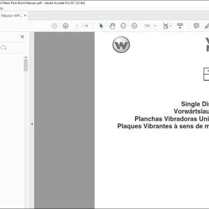 Wacker Neuson MP15 Single Direction Plates Parts Book Manual - PDF DOWNLOAD