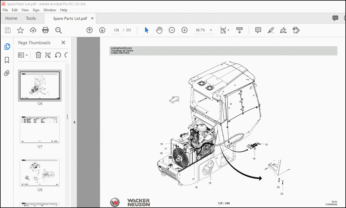 Wacker Neuson RC70 Vibration Roller Spare Parts List Manual - PDF ...