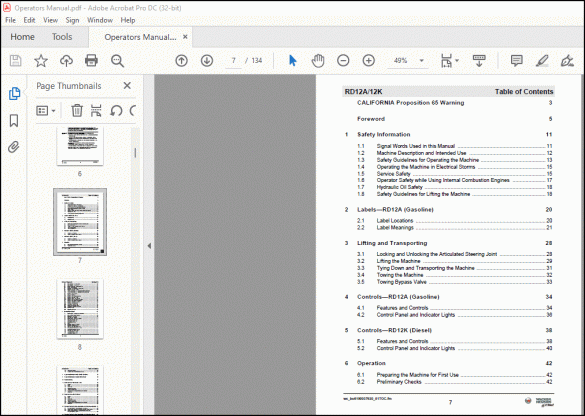 Wacker Neuson RD12A RD12K Ride-On Roller Operator’s Manual - PDF ...