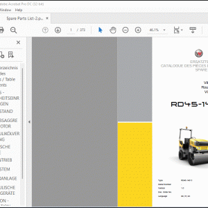 Wacker Neuson RD45-140 C Vibration Roller Spare Parts List Manual - PDF DOWNLOAD