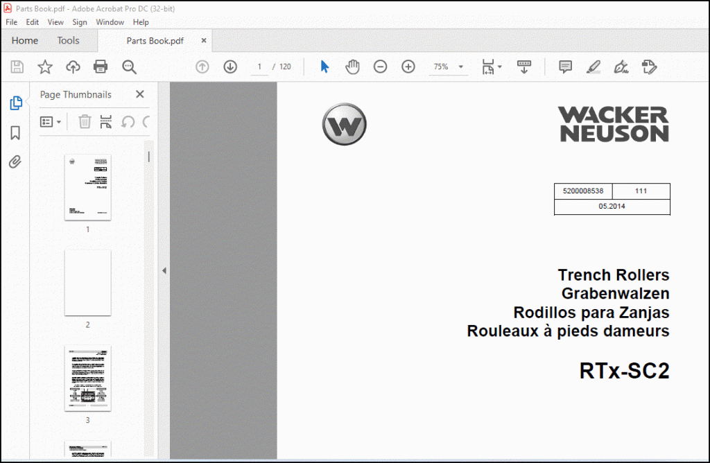 Wacker Neuson Rtx Sc Trench Rollers Parts Book Manual Pdf Download Heydownloads Manual