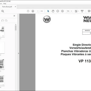 Wacker Neuson VP 1135R-AU Single Direction Plates Parts Book Manual - PDF DOWNLOAD