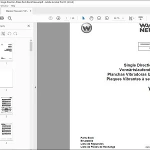 Wacker Neuson VPH 70 Single Direction Plates Parts Book Manual - PDF DOWNLOAD