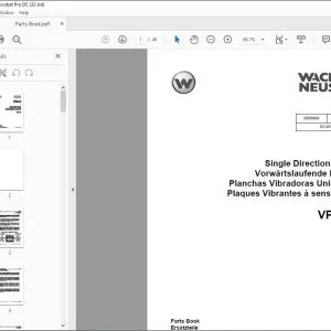 Wacker Neuson VPR 70 Single Direction Plates Parts Book Manual - PDF DOWNLOAD